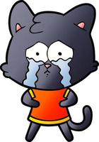 cartoon crying cat vector