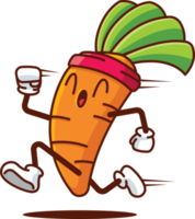 ilustración de personaje de jogging de zanahoria linda de dibujos animados png