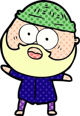 cartoon surprised bearded man