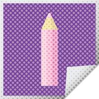 pink coloring pencil graphic vector illustration square sticker