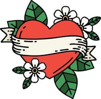 traditional tattoo of a heart and banner vector