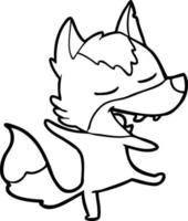 cartoon wolf laughing vector