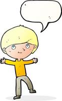 cartoon excited boy with speech bubble vector