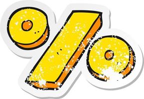 retro distressed sticker of a cartoon percentage symbol vector