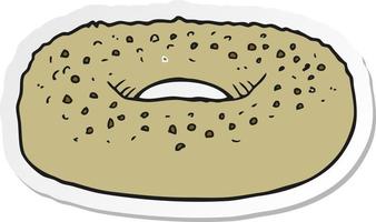 sticker of a cartoon bagel vector