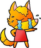 sad little fox cartoon character vector