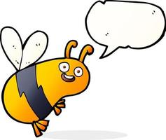 funny cartoon bee with speech bubble vector