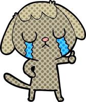 cute cartoon dog crying vector