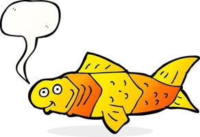 cartoon funny fish with speech bubble vector