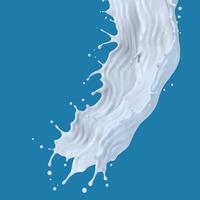 Milk flowing splash with clipping path, 3d rendering. photo