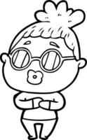 cartoon woman wearing spectacles vector