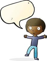 cartoon startled boy with speech bubble vector