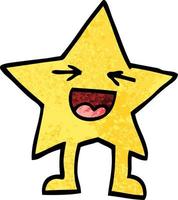 grunge textured illustration cartoon laughing star character vector