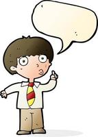 cartoon school boy with question with speech bubble vector