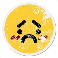 unhappy face circular sticker vector