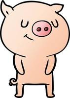 happy cartoon pig vector