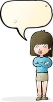 cartoon impatient woman with speech bubble vector