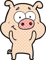 happy cartoon pig vector