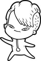 cute cartoon girl with hipster haircut vector