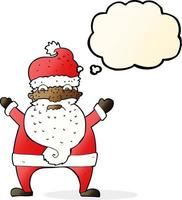 cartoon stressed out santa with thought bubble vector