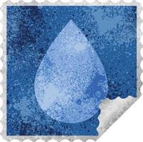 sello de pegatina cuadrado gráfico de gota de agua vector