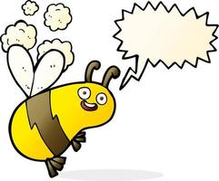 funny cartoon bee with speech bubble vector