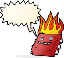 cartoon red hot computer chip with speech bubble vector