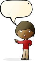 cartoon boy pointing with speech bubble vector