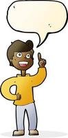 cartoon boy with great idea with speech bubble vector