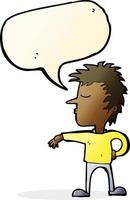 cartoon man making camp gesture with speech bubble vector