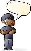 cartoon security guard with speech bubble vector