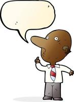 cartoon bald man asking question with speech bubble vector