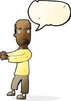 cartoon balding man explaining with speech bubble vector