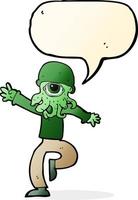 cartoon alien monster man with speech bubble vector