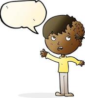 cartoon boy with growth on head with speech bubble vector