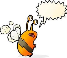 cartoon funny bee with speech bubble vector