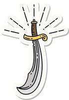 sticker of tattoo style scimitar sword vector