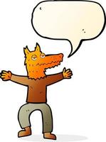 cartoon fox man with speech bubble vector