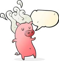 smelly cartoon pig with speech bubble vector