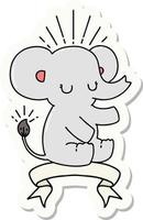 sticker of tattoo style cute elephant vector