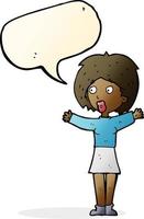 cartoon worried woman with speech bubble vector