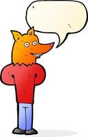 cartoon fox man with speech bubble vector
