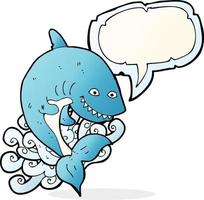 cartoon shark with speech bubble vector