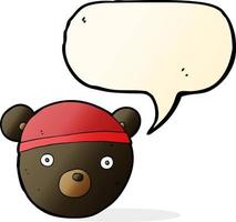 cartoon black bear cub wearing hat with speech bubble vector