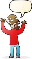 cartoon terrified old man with speech bubble vector