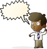 cartoon boy asking question with speech bubble vector