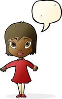 cartoon girl in dress with speech bubble vector