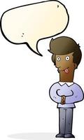 cartoon man sticking out tongue with speech bubble vector