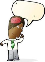 cartoon businessman with huge brain with speech bubble vector