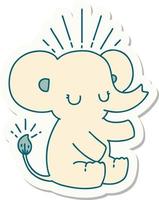 sticker of tattoo style cute elephant vector